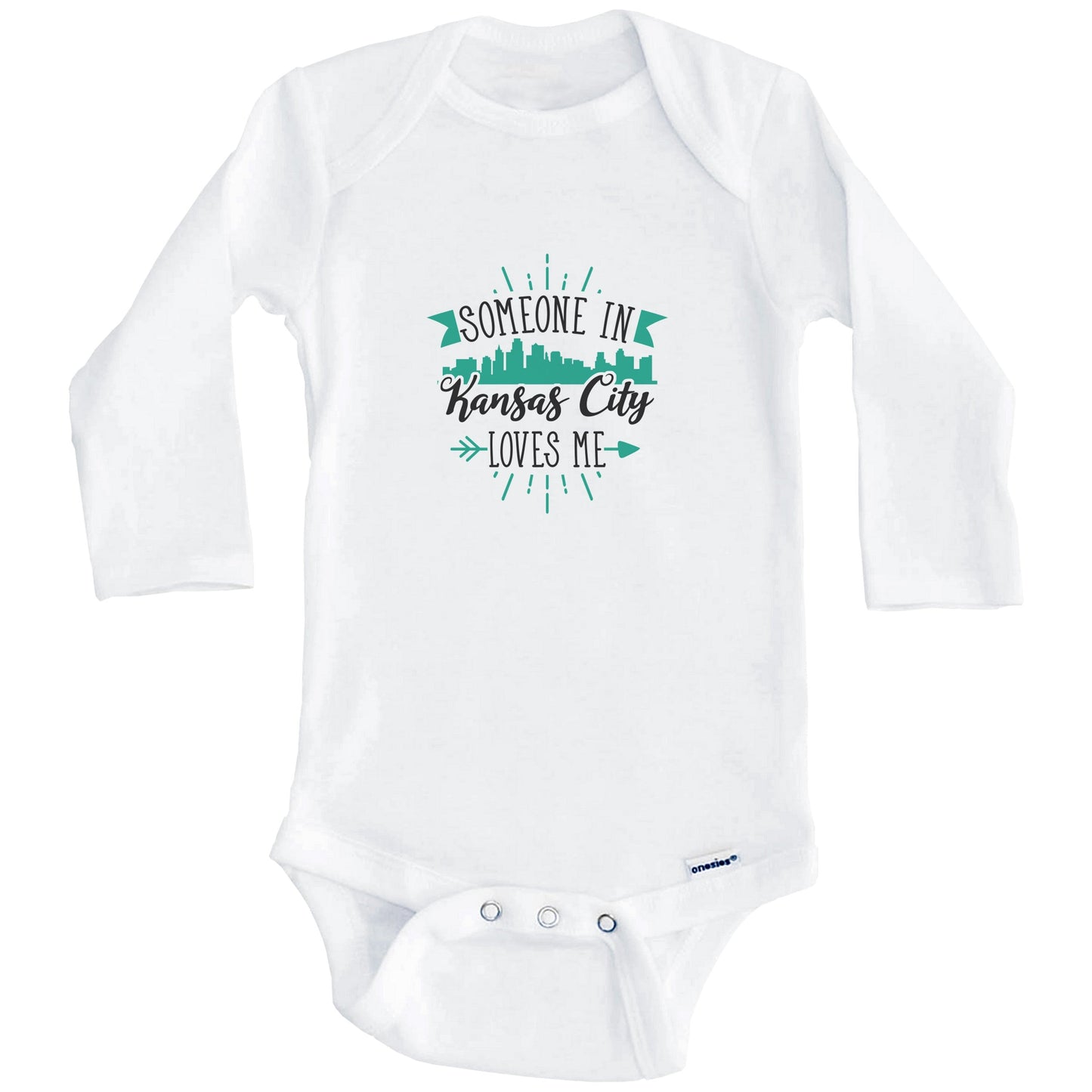 Someone In Kansas City Loves Me Kansas City KS Skyline Baby Onesie (Long Sleeves)