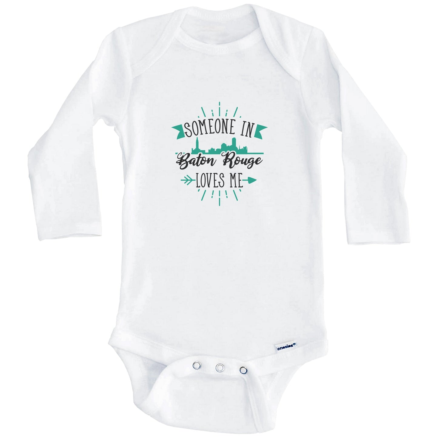 Someone In Baton Rouge Loves Me Baton Rouge LA Skyline Baby Onesie (Long Sleeves)