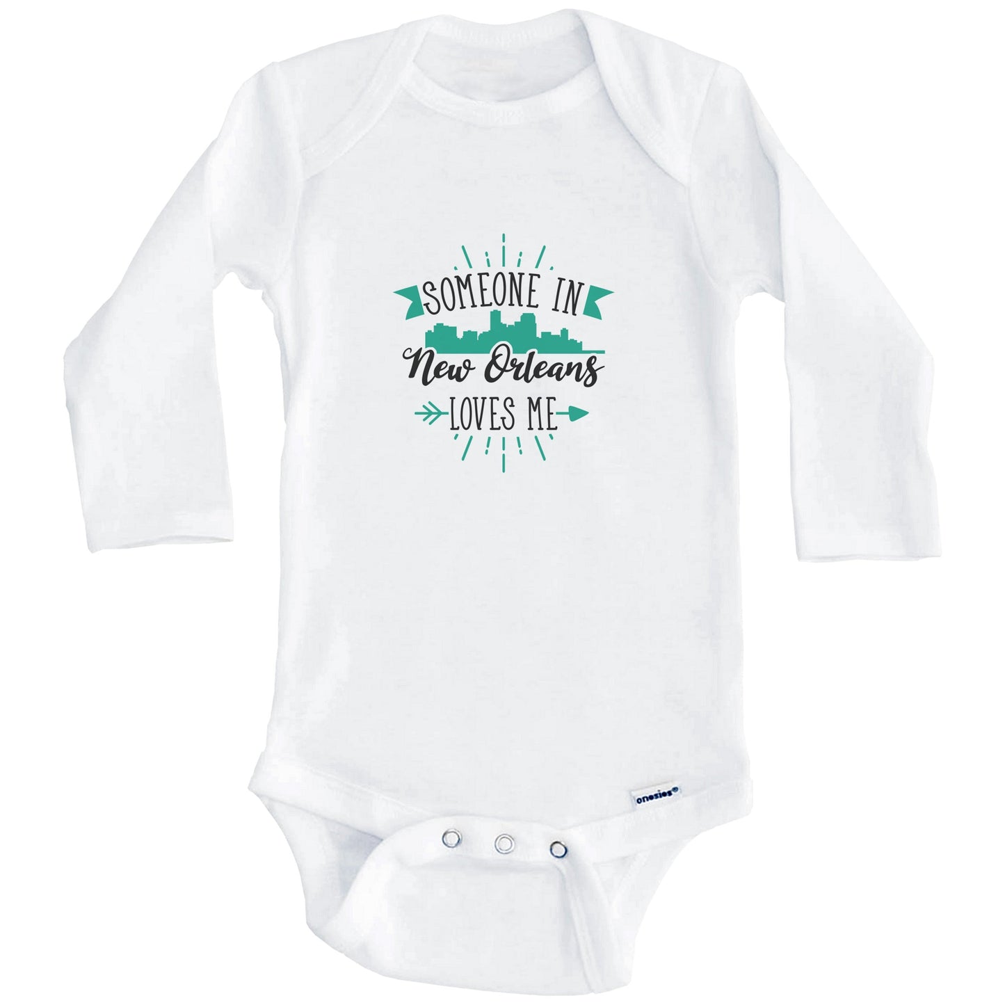Someone In New Orleans Loves Me New Orleans LA Skyline Baby Onesie (Long Sleeves)