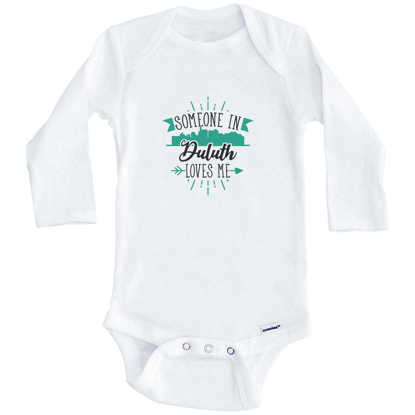 Someone In Duluth Loves Me Duluth MN Skyline Baby Onesie (Long Sleeves)