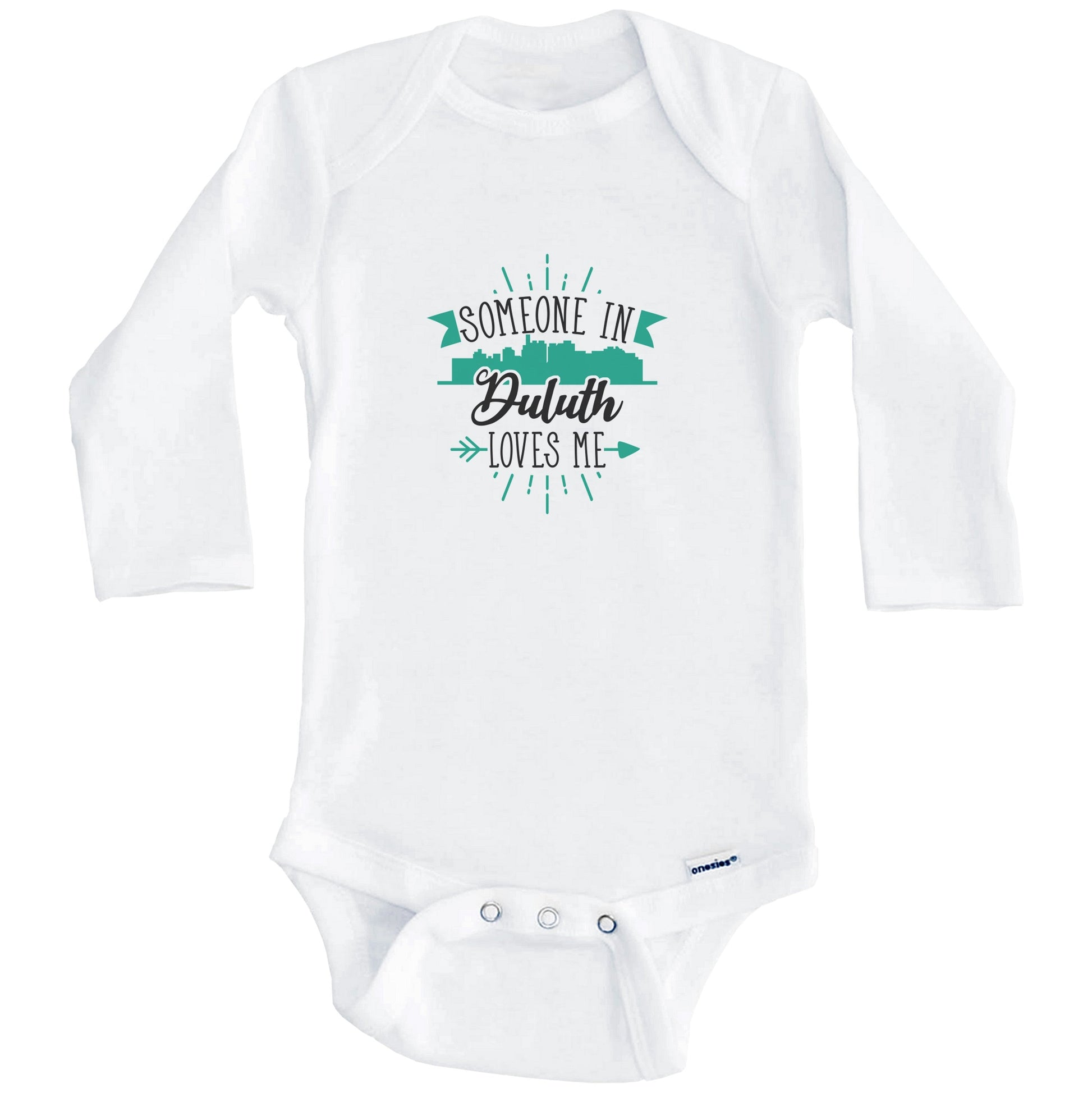 Someone In Duluth Loves Me Duluth MN Skyline Baby Onesie (Long Sleeves)