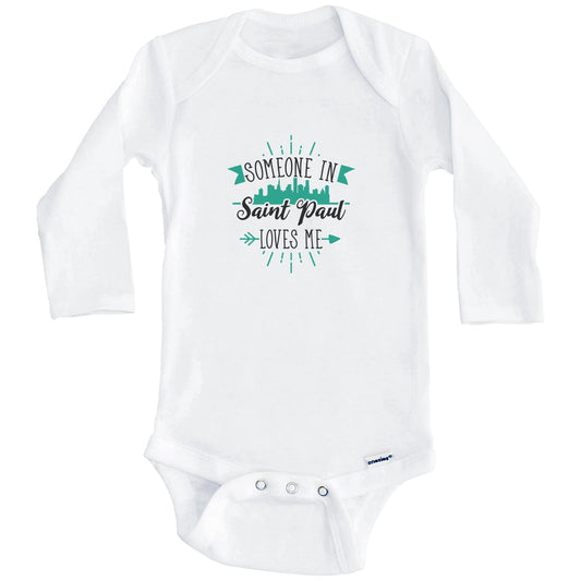 Someone In Saint Paul Loves Me Saint Paul MN Skyline Baby Onesie (Long Sleeves)