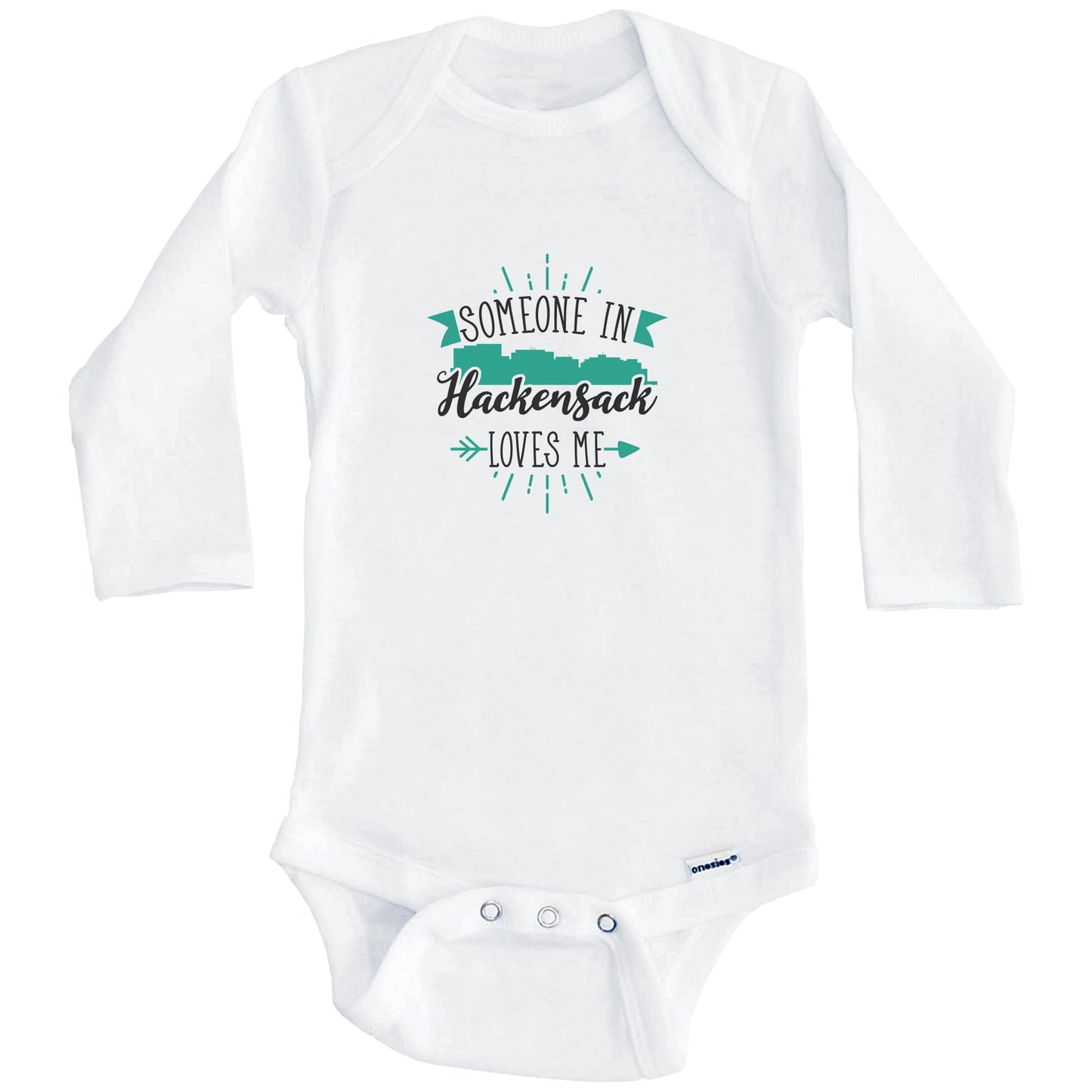 Someone In Hackensack Loves Me Hackensack NJ Skyline Baby Onesie (Long Sleeves)