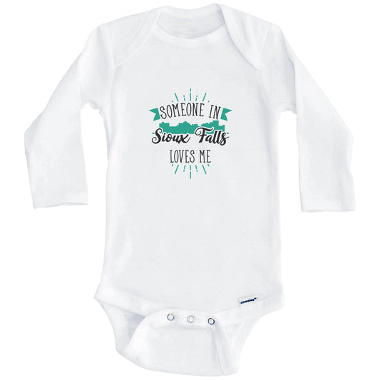 Someone In Sioux Falls Loves Me Sioux Falls SD Skyline Baby Onesie (Long Sleeves)