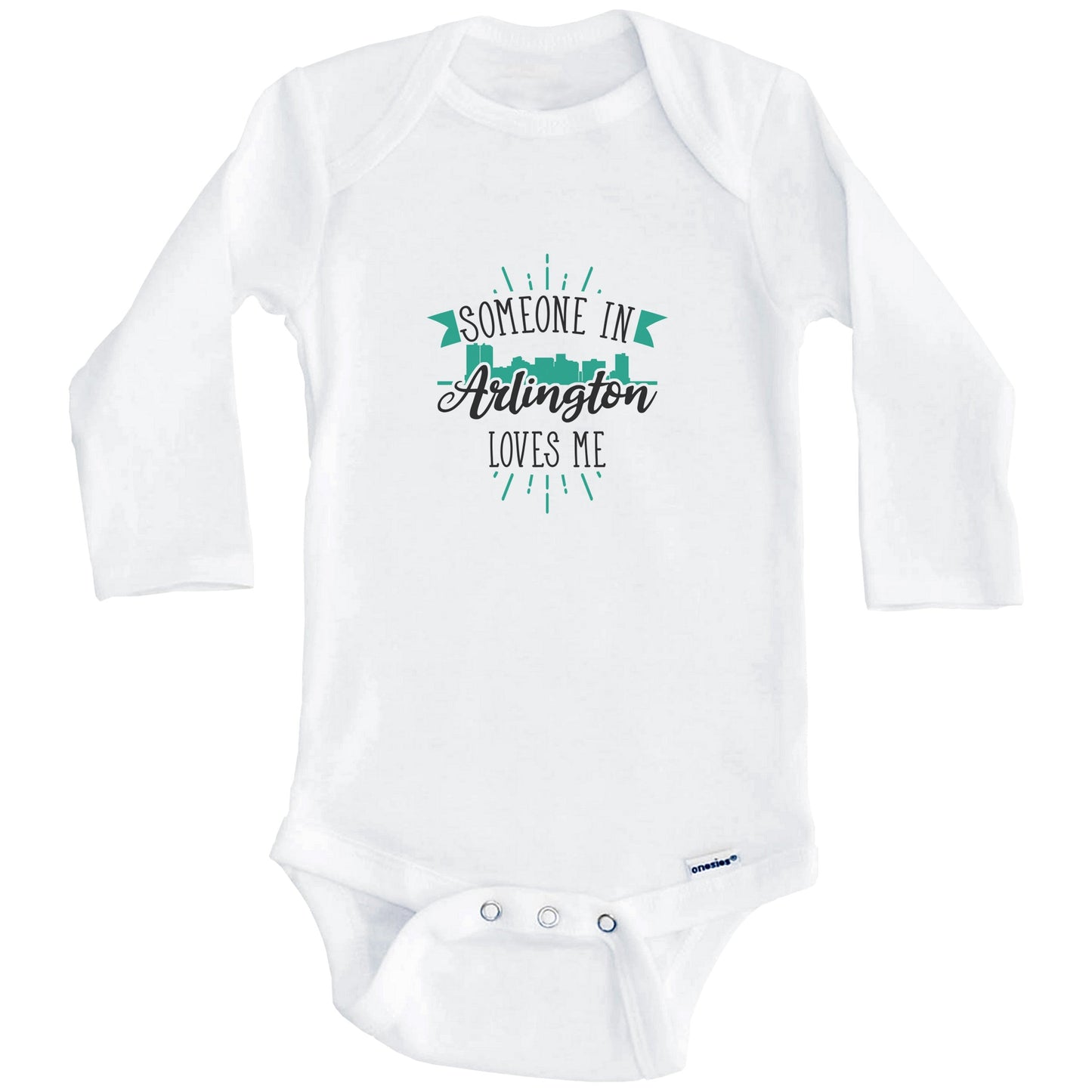 Someone In Arlington Loves Me Arlington TX Skyline Baby Onesie (Long Sleeves)