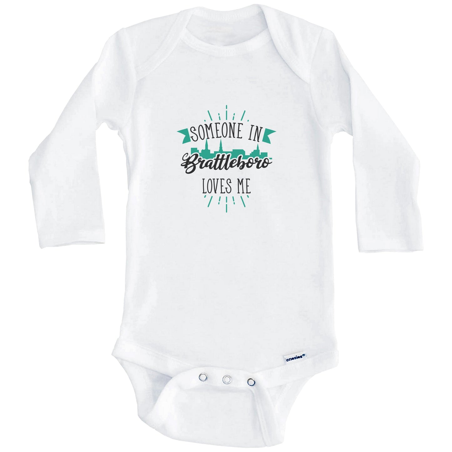 Someone In Brattleboro Loves Me Brattleboro VT Skyline Baby Onesie (Long Sleeves)