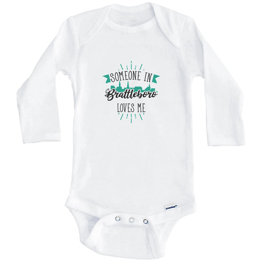 Someone In Brattleboro Loves Me Brattleboro VT Skyline Baby Onesie (Long Sleeves)