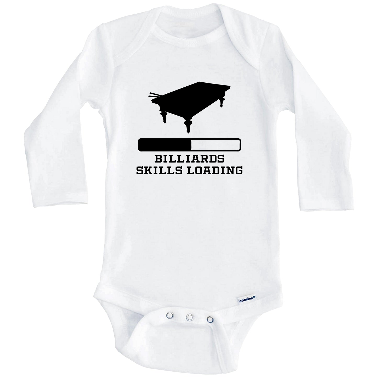 Billiards Skills Loading Funny Pool Player Humor Baby Onesie (Long Sleeves)