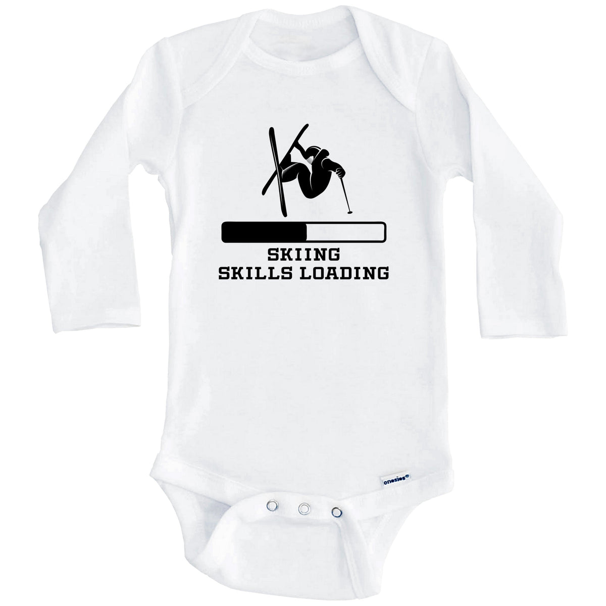 Skiing Skills Loading Funny Skier Humor Baby Onesie (Long Sleeves)