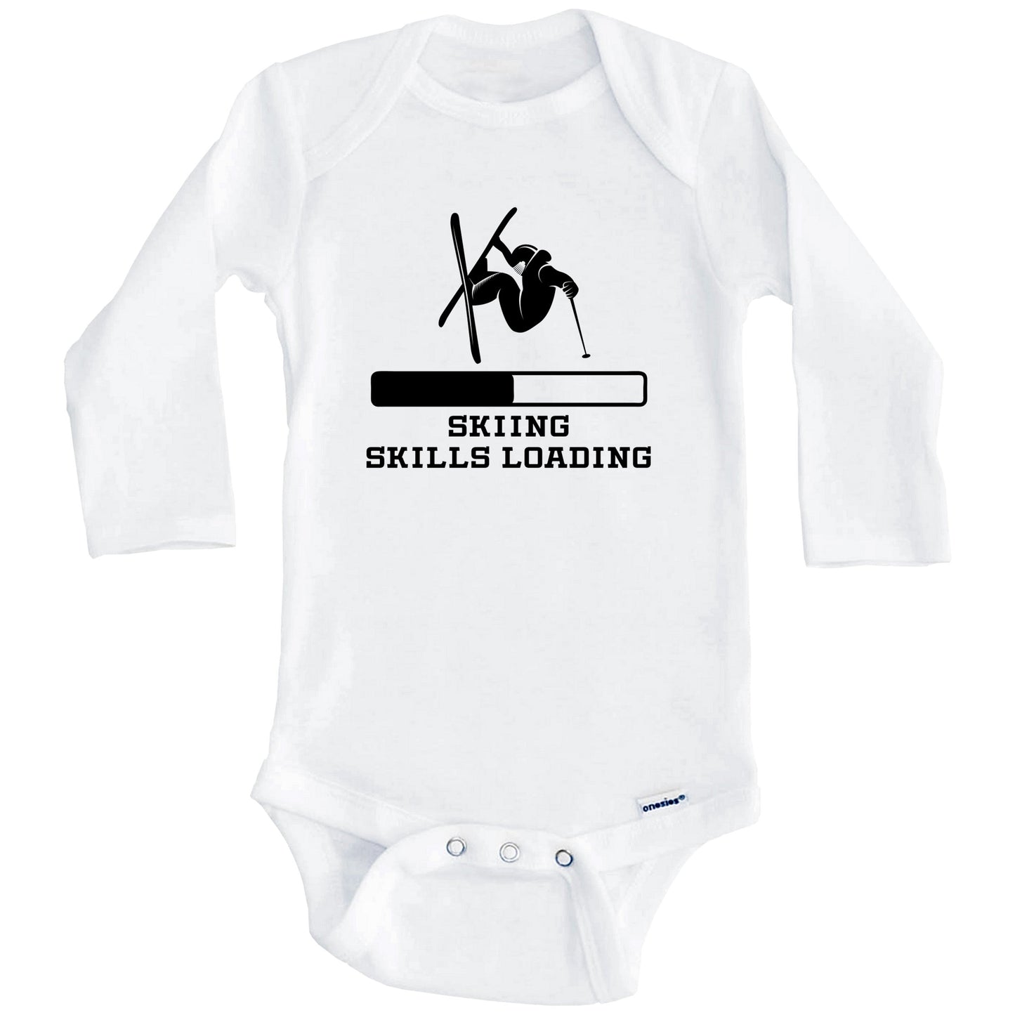 Skiing Skills Loading Funny Skier Humor Baby Onesie (Long Sleeves)