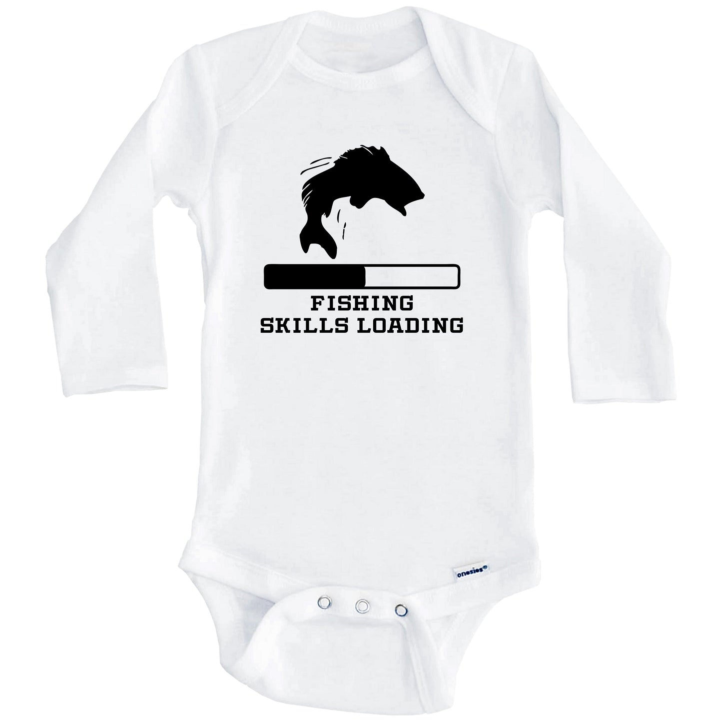 Fishing Skills Loading Funny Sports Humor Baby Onesie (Long Sleeves)