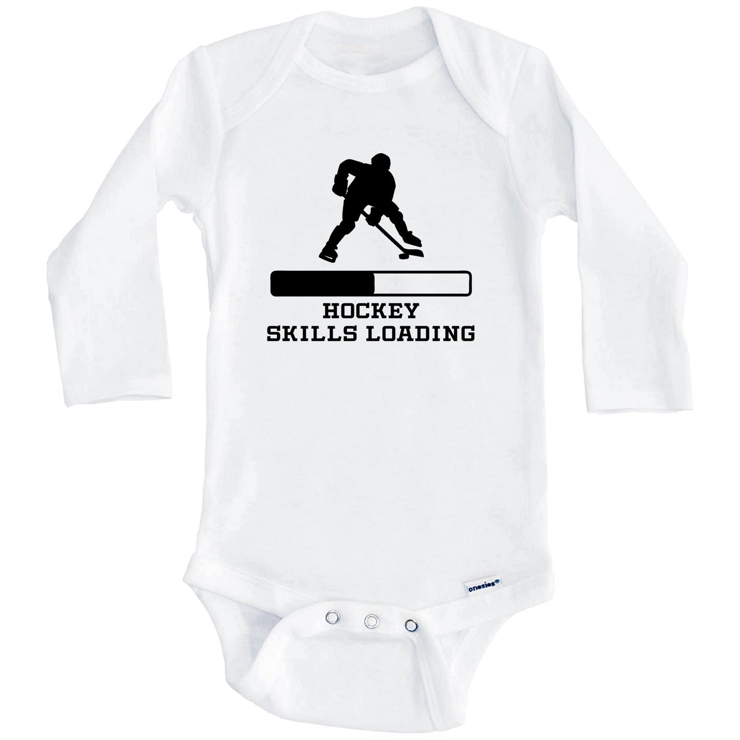 Hockey Skills Loading Funny Sports Humor Baby Onesie (Long Sleeves)