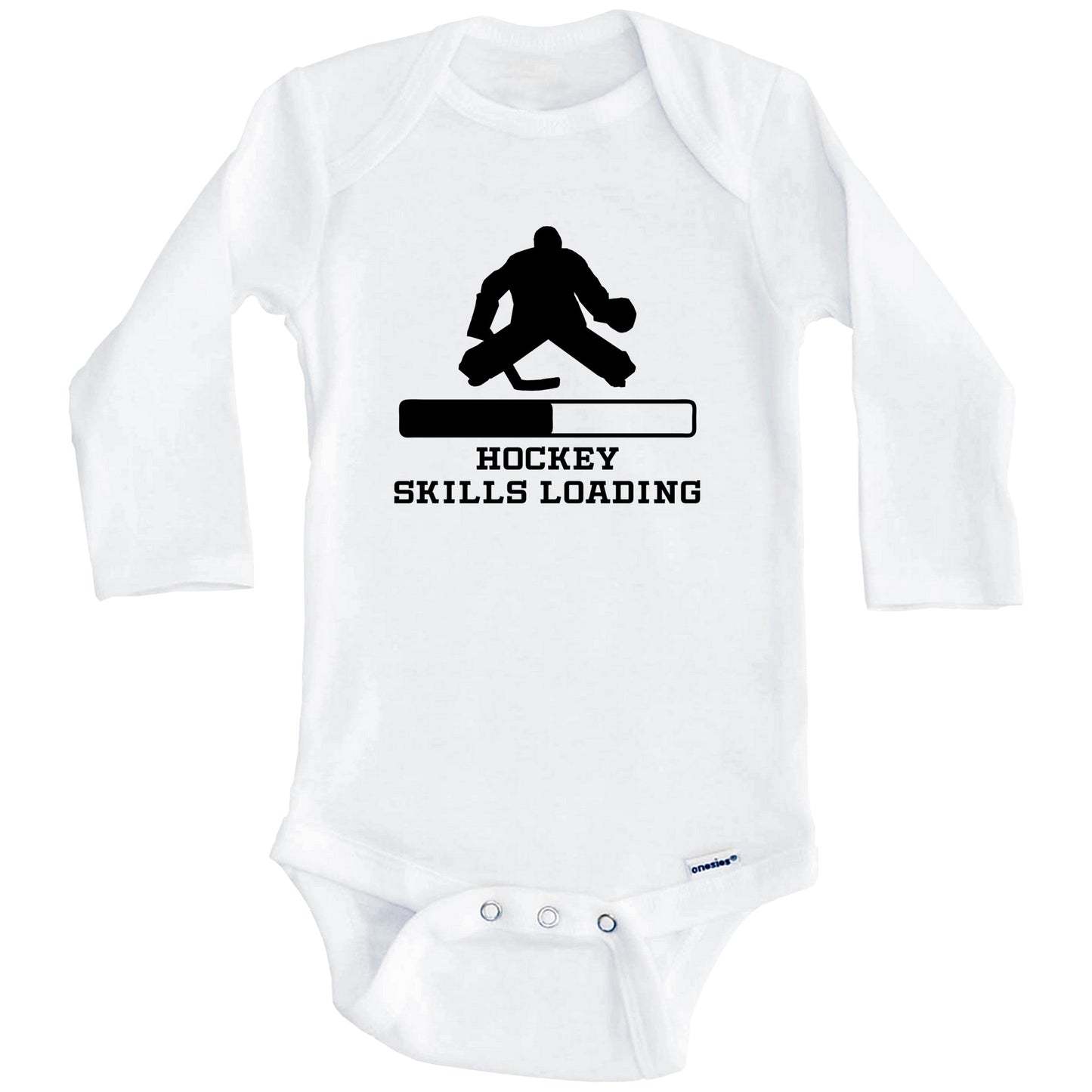 Hockey Skills Loading Funny Sports Humor Baby Onesie (Long Sleeves)