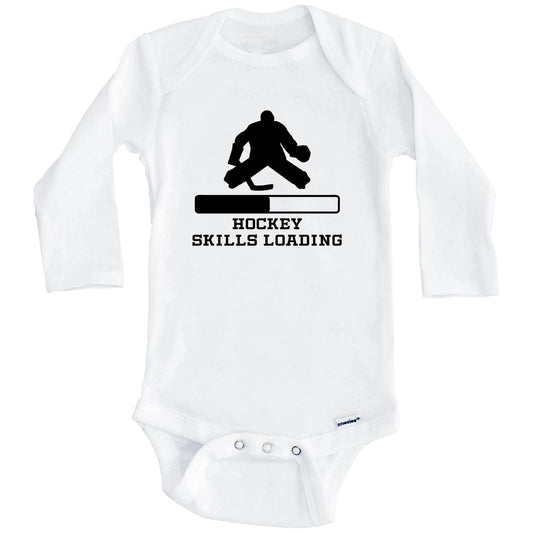 Hockey Skills Loading Funny Sports Humor Baby Onesie (Long Sleeves)