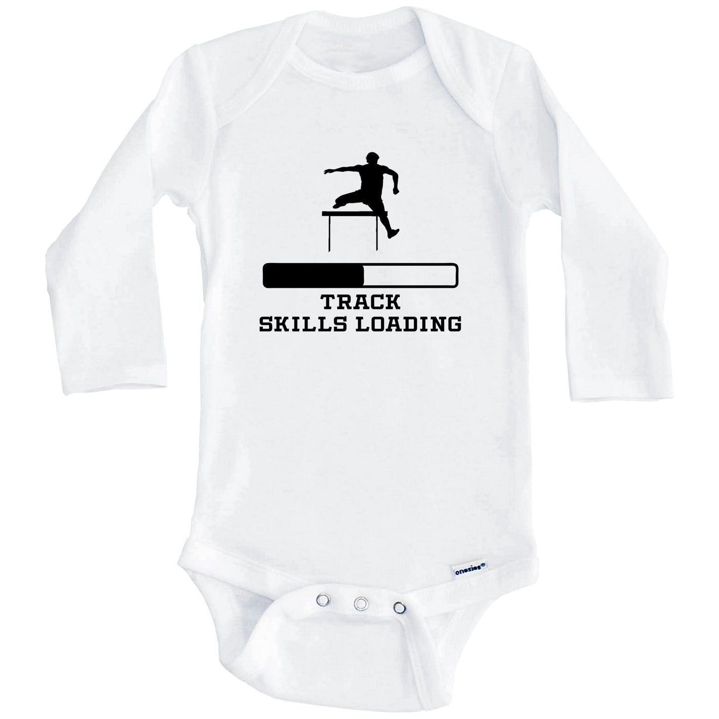 Track Skills Loading Funny Sports Humor Baby Onesie (Long Sleeves)