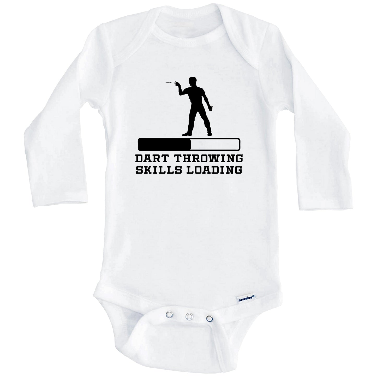 Dart Throwing Skills Loading Funny Darts Humor Baby Onesie (Long Sleeves)