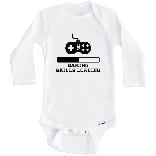 Gaming Skills Loading Funny Video Games Humor Baby Onesie (Long Sleeves)
