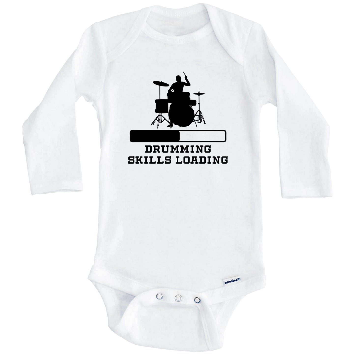 Drumming Skills Loading Funny Drummer Humor Baby Onesie (Long Sleeves)