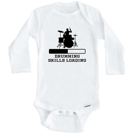 Drumming Skills Loading Funny Drummer Humor Baby Onesie (Long Sleeves)