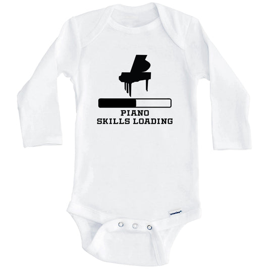 Piano Skills Loading Funny Musician Humor Baby Onesie (Long Sleeves)