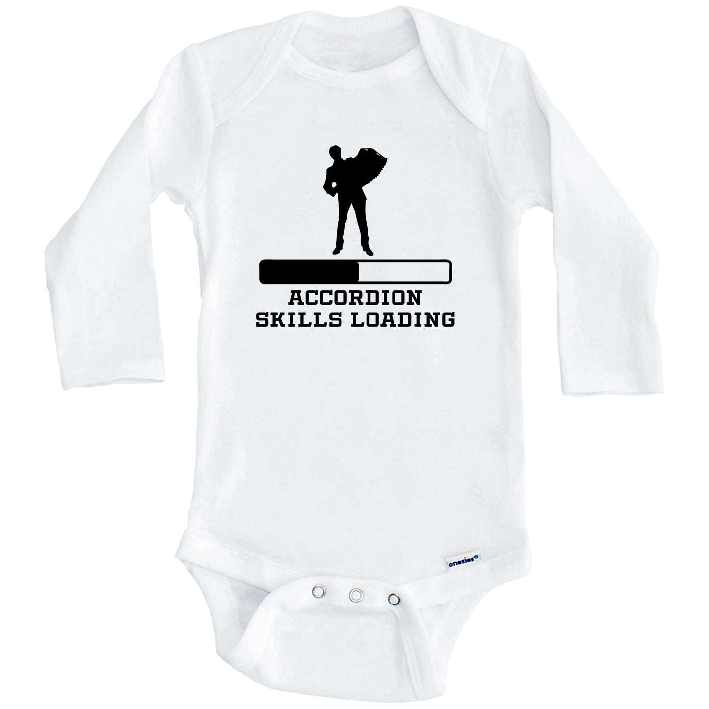 Accordion Skills Loading Funny Musician Humor Baby Onesie (Long Sleeves)