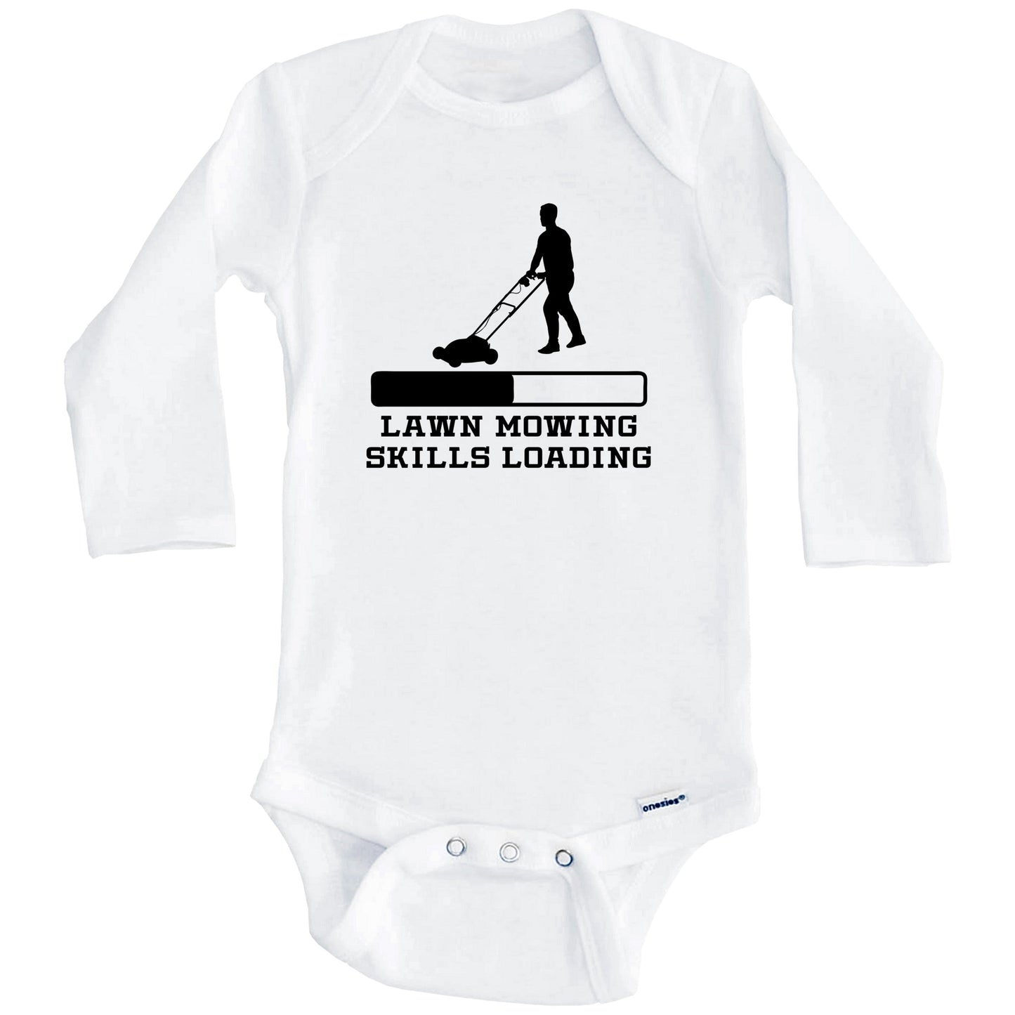 Lawn Mowing Skills Loading Funny Yard Work Humor Baby Onesie (Long Sleeves)