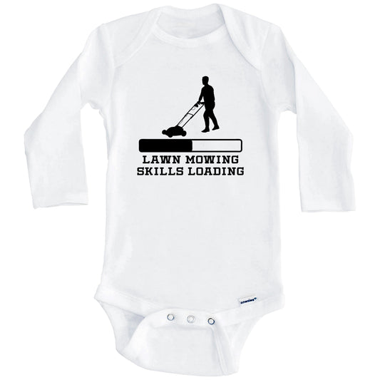 Lawn Mowing Skills Loading Funny Yard Work Humor Baby Onesie (Long Sleeves)