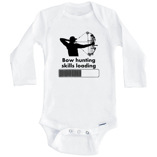 Bow Hunting Skills Loading Funny Archery Baby Onesie (Long Sleeves)
