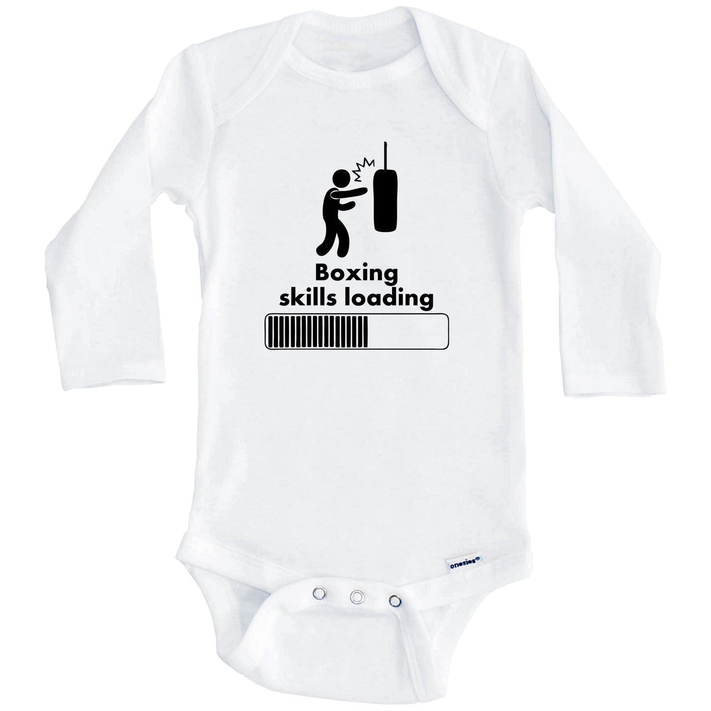 Boxing Skills Loading Funny Baby Onesie (Long Sleeves)