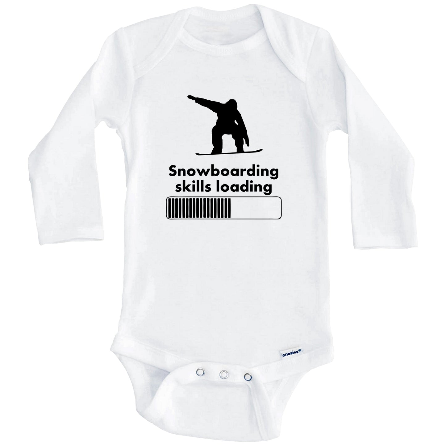 Snowboarding Skills Loading Funny Snowboard Baby Onesie (Long Sleeves)