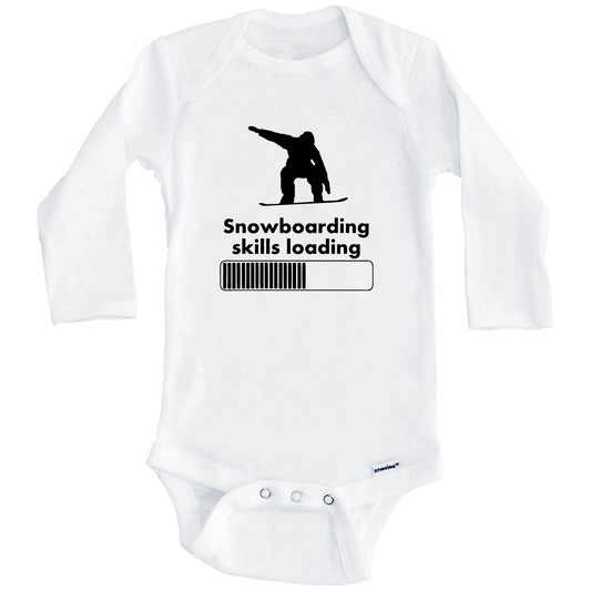 Snowboarding Skills Loading Funny Snowboard Baby Onesie (Long Sleeves)
