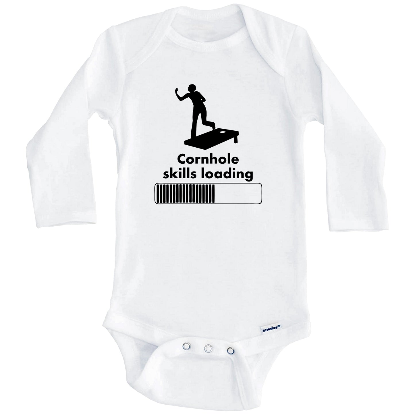 Cornhole Skills Loading Funny Baby Onesie (Long Sleeves)