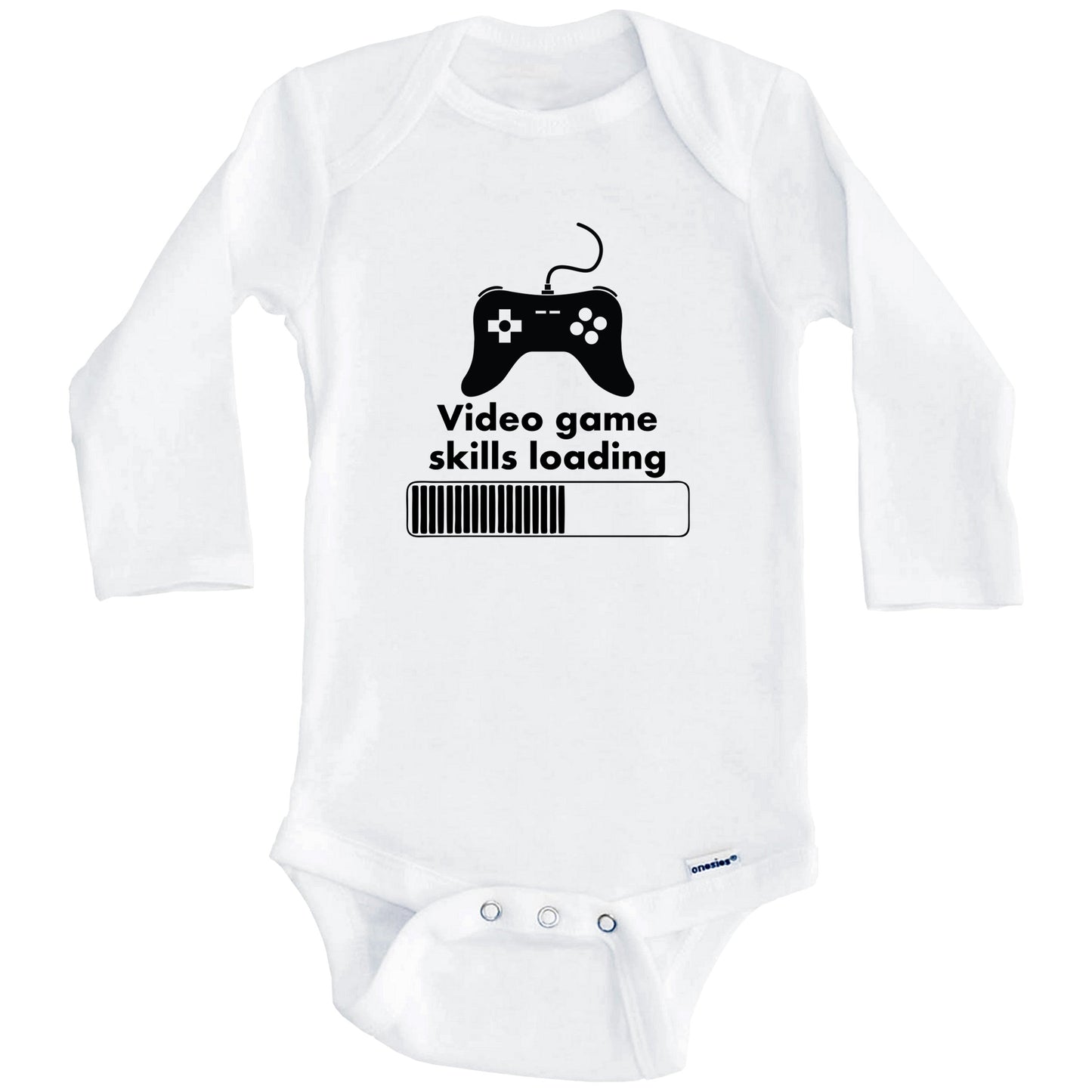 Video Game Skills Loading Funny Video Games Gaming Baby Onesie (Long Sleeves)