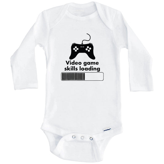 Video Game Skills Loading Funny Video Games Gaming Baby Onesie (Long Sleeves)