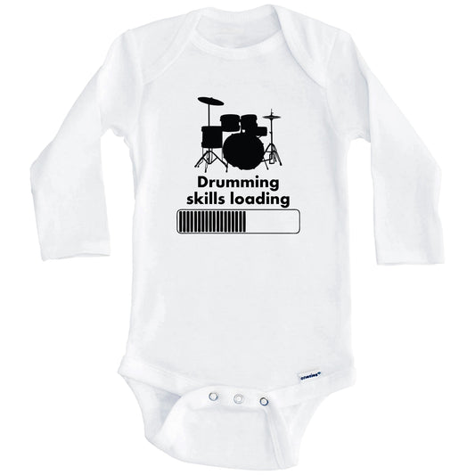 Drumming Skills Loading Funny Music Baby Onesie (Long Sleeves)