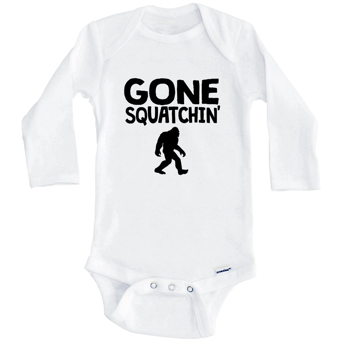 Gone Squatchin' Bigfoot Funny Sasquatch Baby Onesie (Long Sleeves)