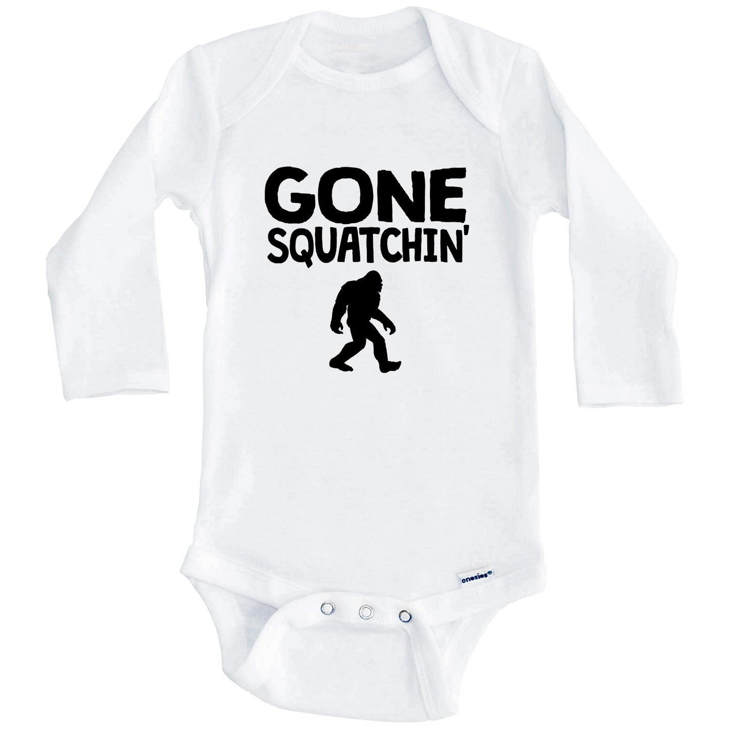 Gone Squatchin' Bigfoot Funny Sasquatch Baby Onesie (Long Sleeves)