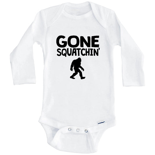 Gone Squatchin' Bigfoot Funny Sasquatch Baby Onesie (Long Sleeves)