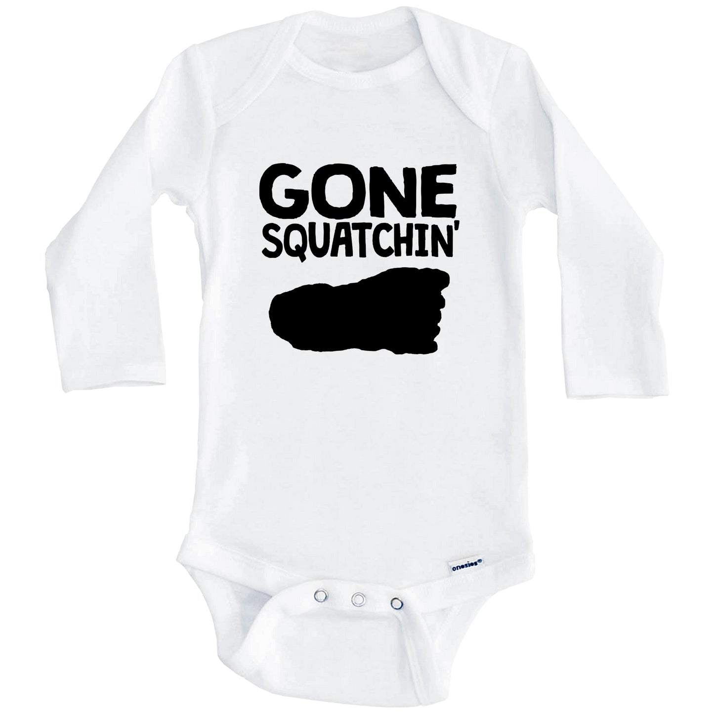 Gone Squatchin' Bigfoot Funny Sasquatch Baby Onesie (Long Sleeves)