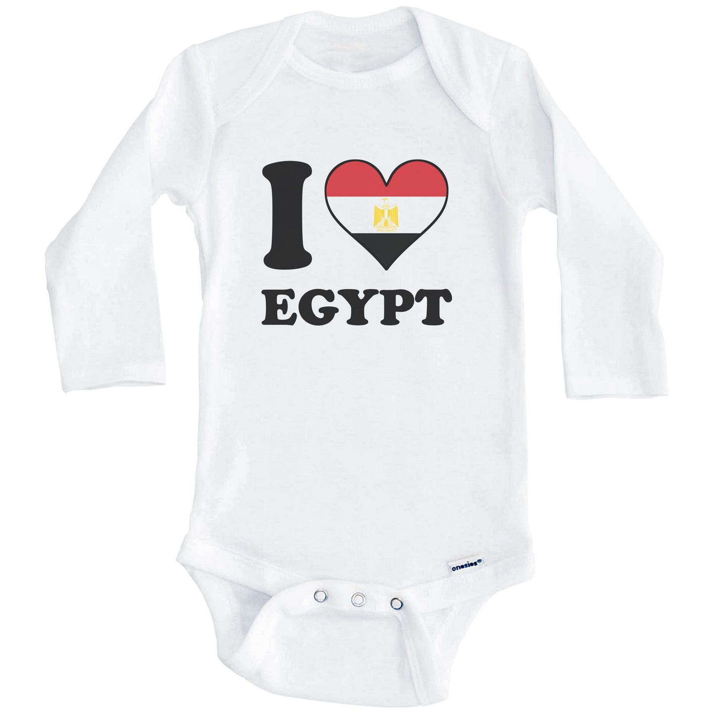 I Love Egypt Egyptian Flag Heart Baby Onesie (Long Sleeves)