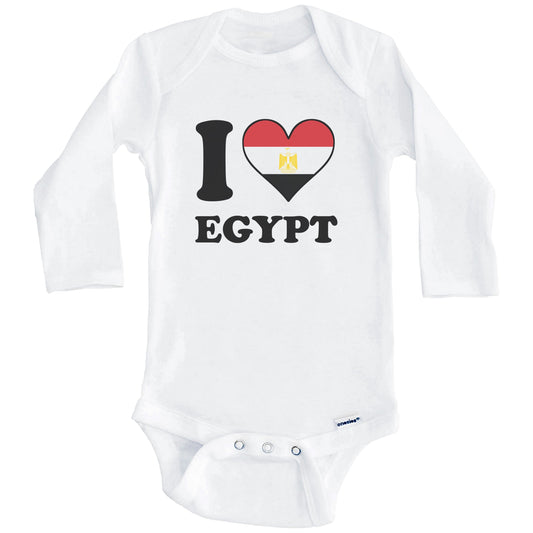 I Love Egypt Egyptian Flag Heart Baby Onesie (Long Sleeves)