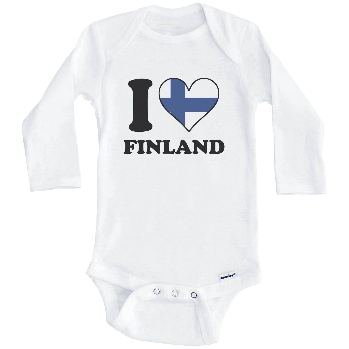 I Love Finland Finnish Flag Heart Baby Onesie (Long Sleeves)