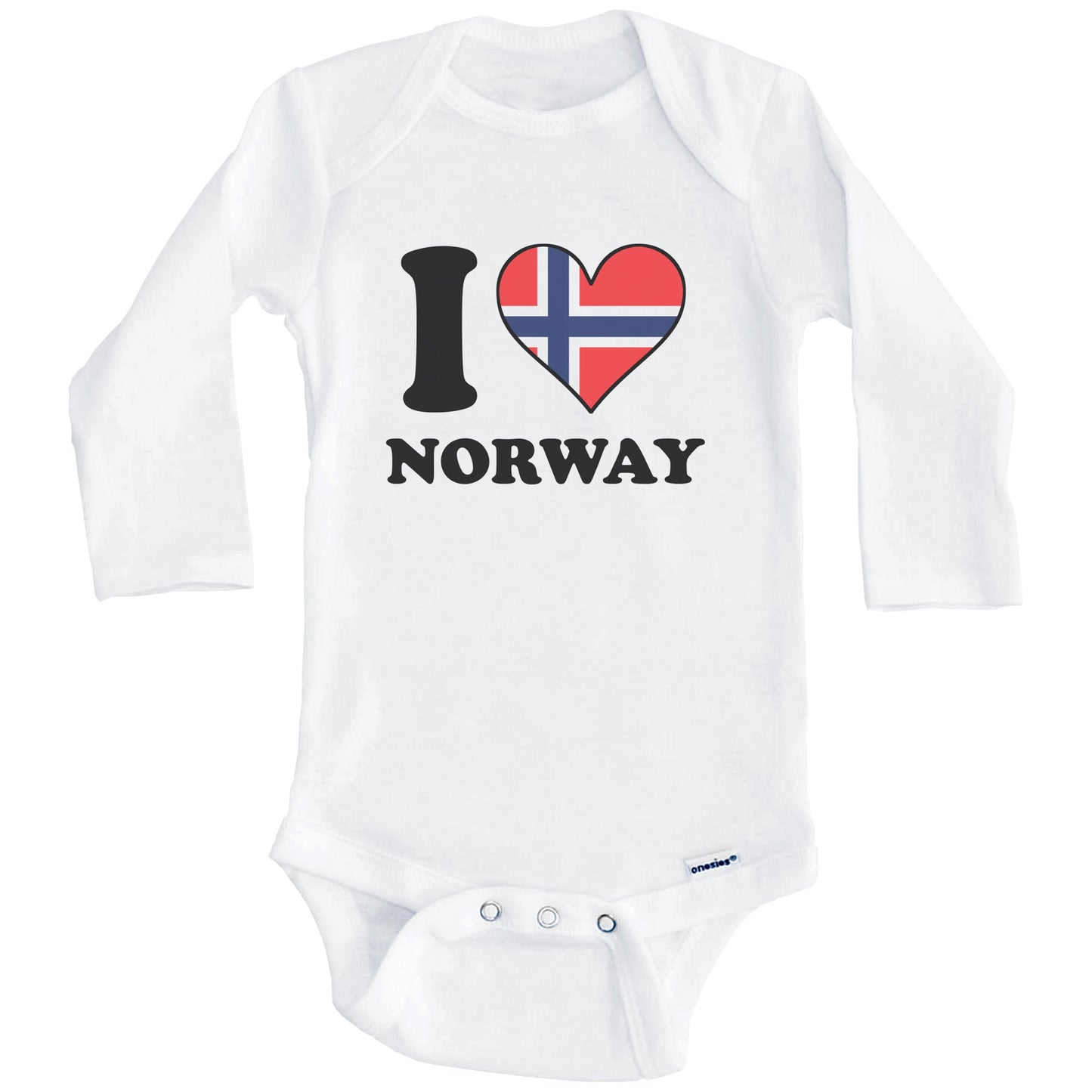 I Love Norway Norwegian Flag Heart Baby Onesie (Long Sleeves)
