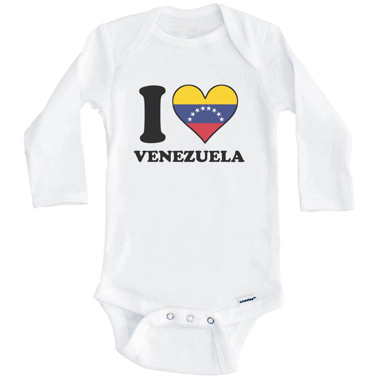 I Love Venezuela Venezuelan Flag Heart Baby Onesie (Long Sleeves)
