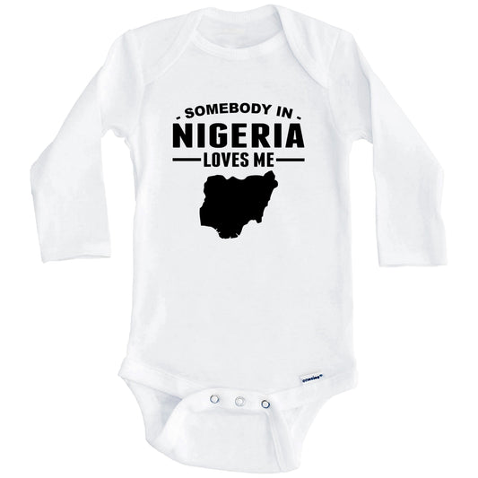 Somebody In Nigeria Loves Me Baby Onesie (Long Sleeves)