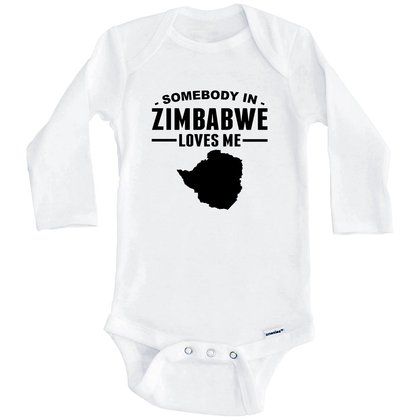 Somebody In Zimbabwe Loves Me Baby Onesie (Long Sleeves)