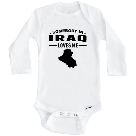 Somebody In Iraq Loves Me Baby Onesie (Long Sleeves)