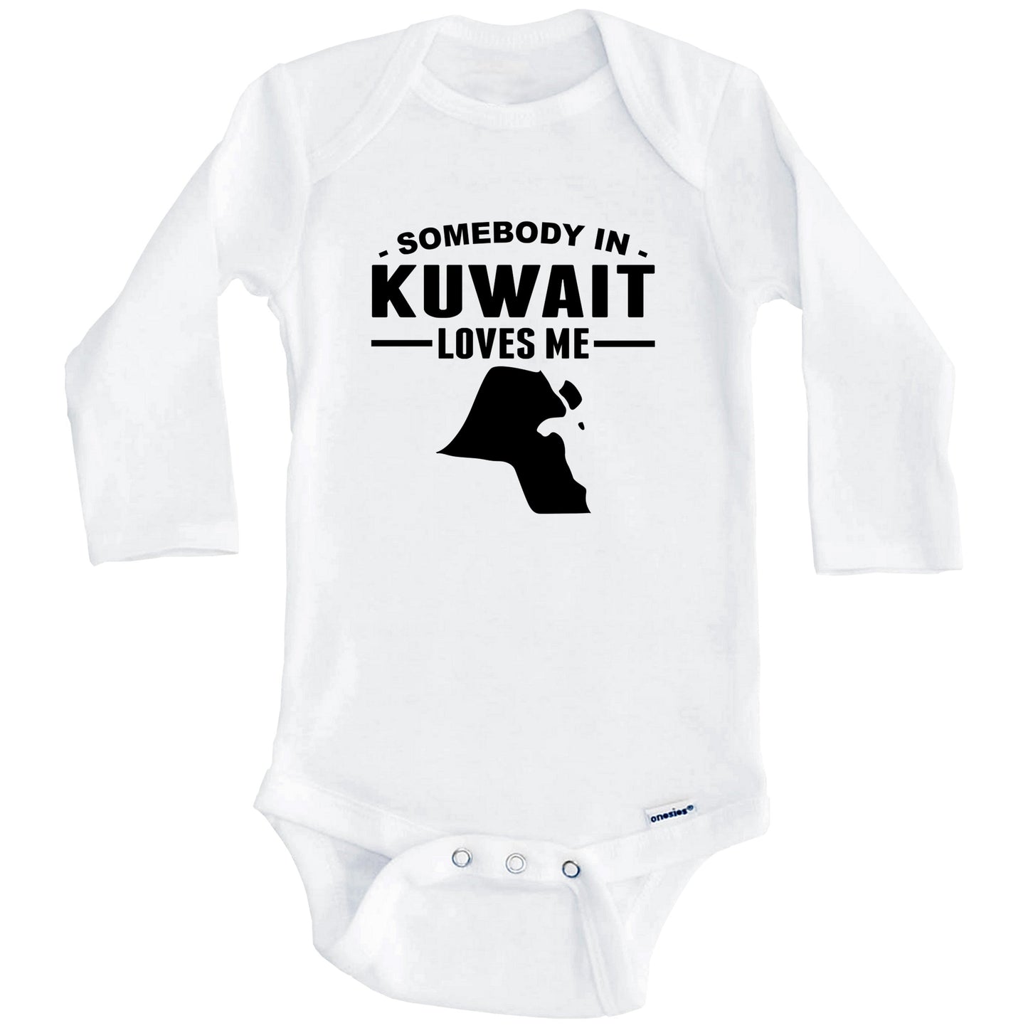 Somebody In Kuwait Loves Me Baby Onesie (Long Sleeves)