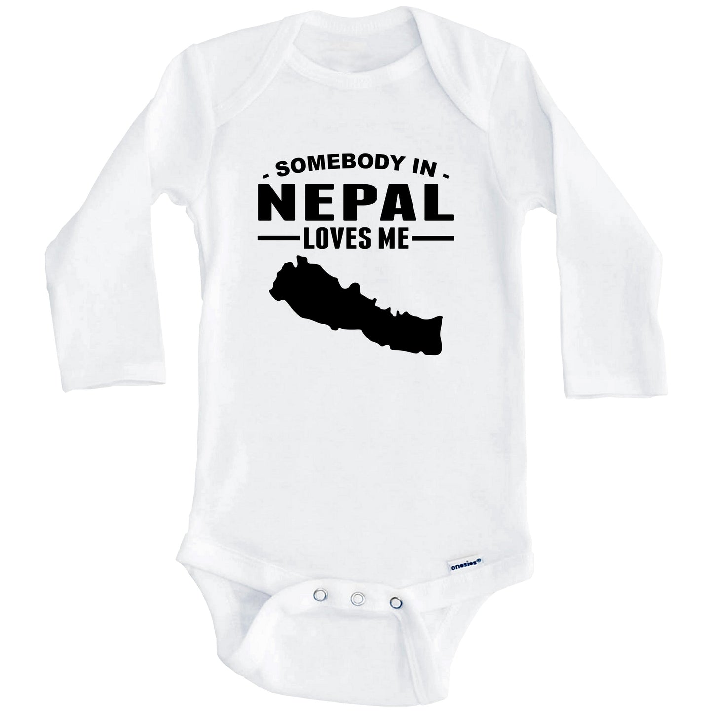 Somebody In Nepal Loves Me Baby Onesie (Long Sleeves)