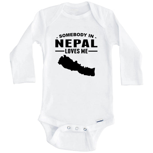 Somebody In Nepal Loves Me Baby Onesie (Long Sleeves)